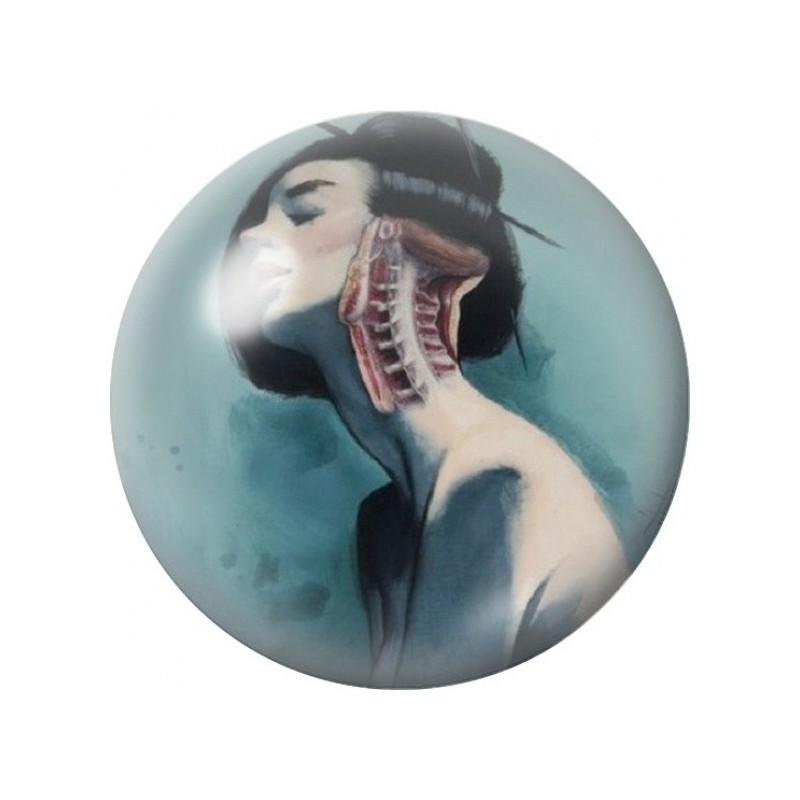 Cabochon en Verre Illustré Femme au Cou Anatomique 12 à 25mm