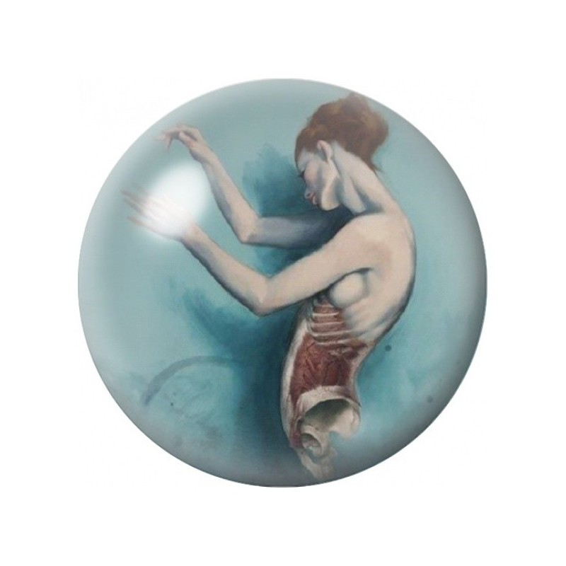 Cabochon en Verre Illustré Femme Assise au Dos Anatomique 12 à 25mm