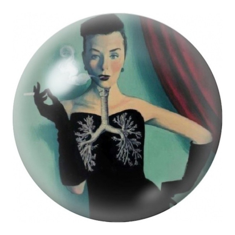Cabochon en Verre Illustré Femme aux Poumons Fleuris 12 à 25mm