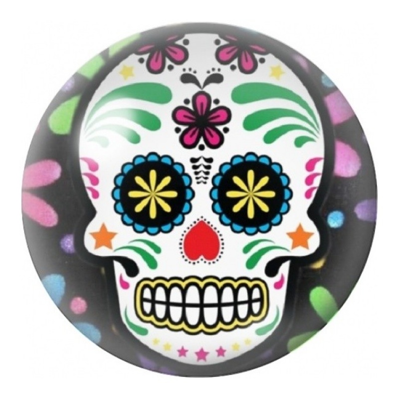 Cabochon en Verre Illustré Calavera aux Fleurs Roses et Vertes 12 à 25mm