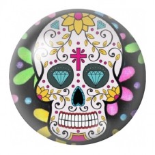 Cabochon en Verre Illustré Calavera aux Deux Diamants Turquoise 12 à 25mm pour la Création de Bijoux Fantaisie - DIY