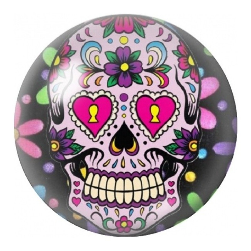 Cabochon en Verre Illustré Calavera aux Cœurs Roses 12 à 25mm