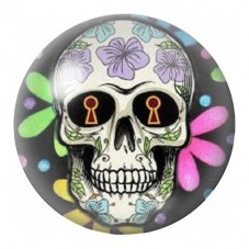 Cabochon en Verre Illustré Calavera aux Yeux Serrures 12 à 25mm pour la Création de Bijoux Fantaisie - DIY
