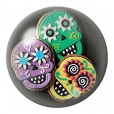Cabochon en Verre Illustré Trio de Calaveras Colorées 12 à 25mm pour la Création de Bijoux Fantaisie - DIY
