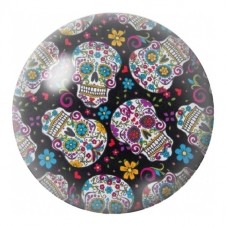Cabochon en Verre Illustré Ronde de Calaveras Fleuries 12 à 25mm pour la Création de Bijoux Fantaisie - DIY