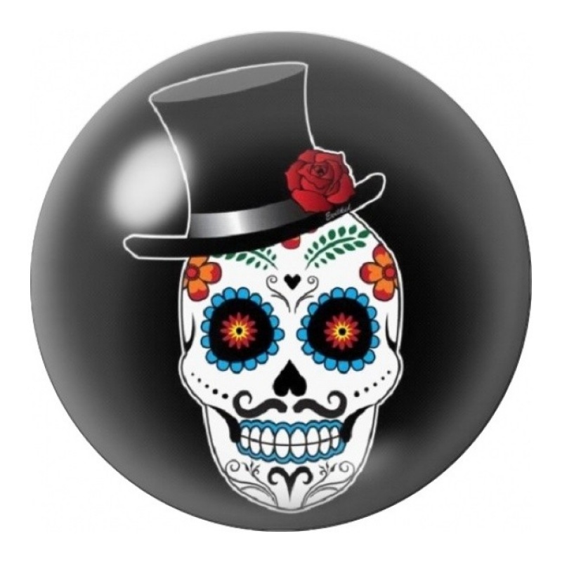 Cabochon en Verre Illustré Calavera Gentleman au Haut-de-Forme 12 à 25mm