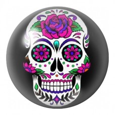Cabochon en Verre Illustré Calavera à la Rose Violette 12 à 25mm pour la Création de Bijoux Fantaisie - DIY