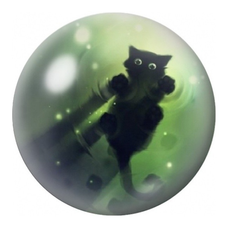 Cabochon en Verre Illustré Chat Noir dans une Lueur Verte 12 à 25mm
