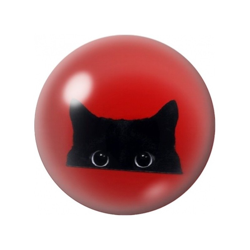 Cabochon en Verre Illustré Chat Noir Espion sur Fond Rouge 12 à 25mm