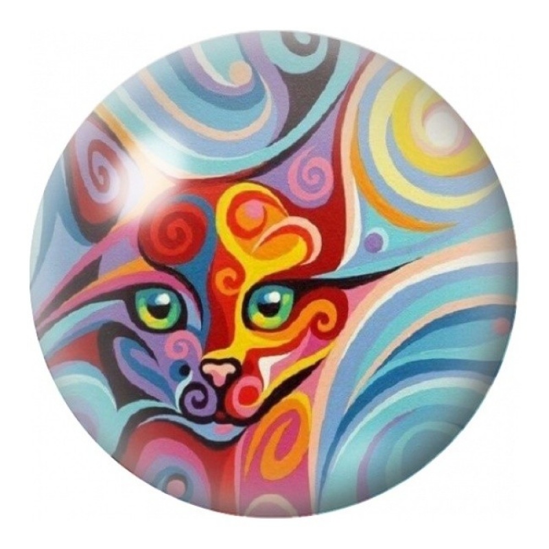 Cabochon en Verre Illustré Chat Abstrait aux Yeux Rouges 12 à 25mm