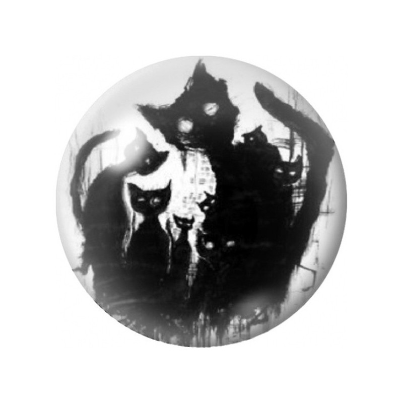 Cabochon en Verre Illustré Chats Fantômes à l’Encre Noire 12 à 25mm