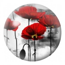 Cabochon en Verre Illustré Coquelicots Rouges à l’Encre 12 à 25mm pour la Création de Bijoux Fantaisie - DIY