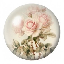 Cabochon en Verre Illustré Roses Pâles au Feuillage Ancien 12 à 25mm pour la Création de Bijoux Fantaisie - DIY
