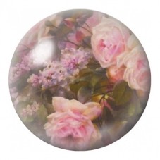 Cabochon en Verre Illustré Roses dans un Jardin Brumeux 12 à 25mm pour la Création de Bijoux Fantaisie - DIY