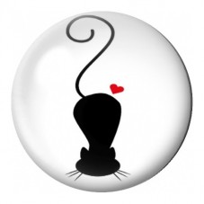 Cabochon en Verre Illustré Chat Noir à la Queue en Spirale 12 à 25mm pour la Création de Bijoux Fantaisie - DIY