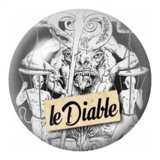 Cabochon en Verre Illustré Tarot Le Diable 12 à 25mm pour la Création de Bijoux Fantaisie - DIY