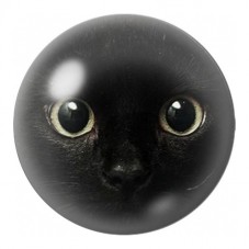 Cabochon en Verre Illustré Chat Noir aux Yeux Ronds 12 à 25mm pour la Création de Bijoux Fantaisie - DIY
