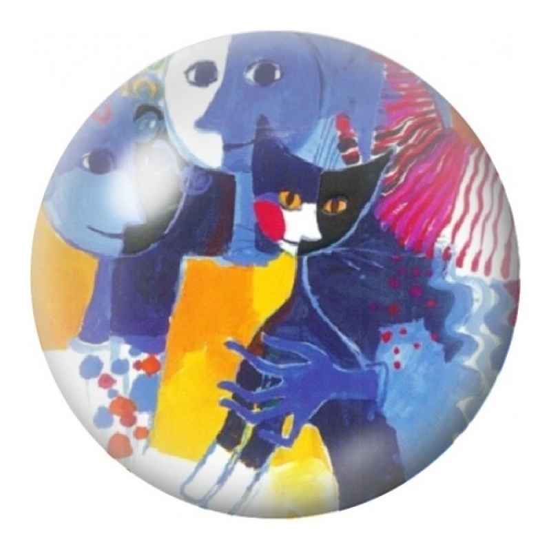 Cabochon en Verre Illustré Chats Bleus dans un Monde Abstrait 12 à 25mm
