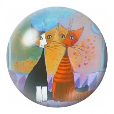 Cabochon en Verre Illustré Deux Chats au Pays des Montagnes 12 à 25mm pour la Création de Bijoux Fantaisie - DIY