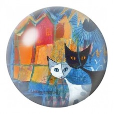 Cabochon en Verre Illustré Chats dans la Ville Bleue 12 à 25mm pour la Création de Bijoux Fantaisie - DIY