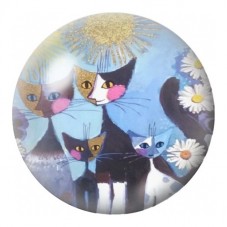 Cabochon en Verre Illustré Chats sous les Grandes Marguerites 12 à 25mm pour la Création de Bijoux Fantaisie - DIY