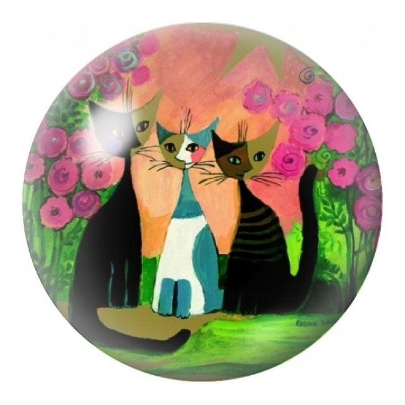Cabochon en Verre Illustré Trio de Chats dans les Roses 12 à 25mm