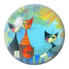 Cabochon en Verre Illustré Chats Joyeux sur Fond Turquoise 12 à 25mm pour la Création de Bijoux Fantaisie - DIY