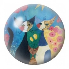 Cabochon en Verre Illustré Chats dans un Jardin Bleu et Rose 12 à 25mm pour la Création de Bijoux Fantaisie - DIY