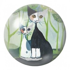 Cabochon en Verre Illustré Deux Chats dans la Forêt de Bambous 12 à 25mm pour la Création de Bijoux Fantaisie - DIY
