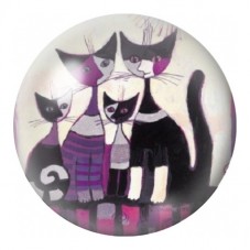 Cabochon en Verre Illustré Quatre Chats Rayés Violet et Noir 12 à 25mm pour la Création de Bijoux Fantaisie - DIY