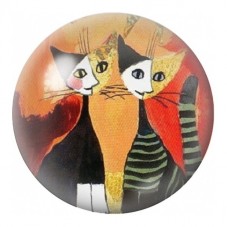 Cabochon en Verre Illustré Trio de Chats au Couchant Orange 12 à 25mm pour la Création de Bijoux Fantaisie - DIY