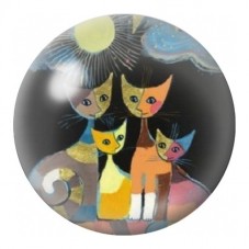 Cabochon en Verre Illustré Famille de Chats sous la Lune 12 à 25mm pour la Création de Bijoux Fantaisie - DIY