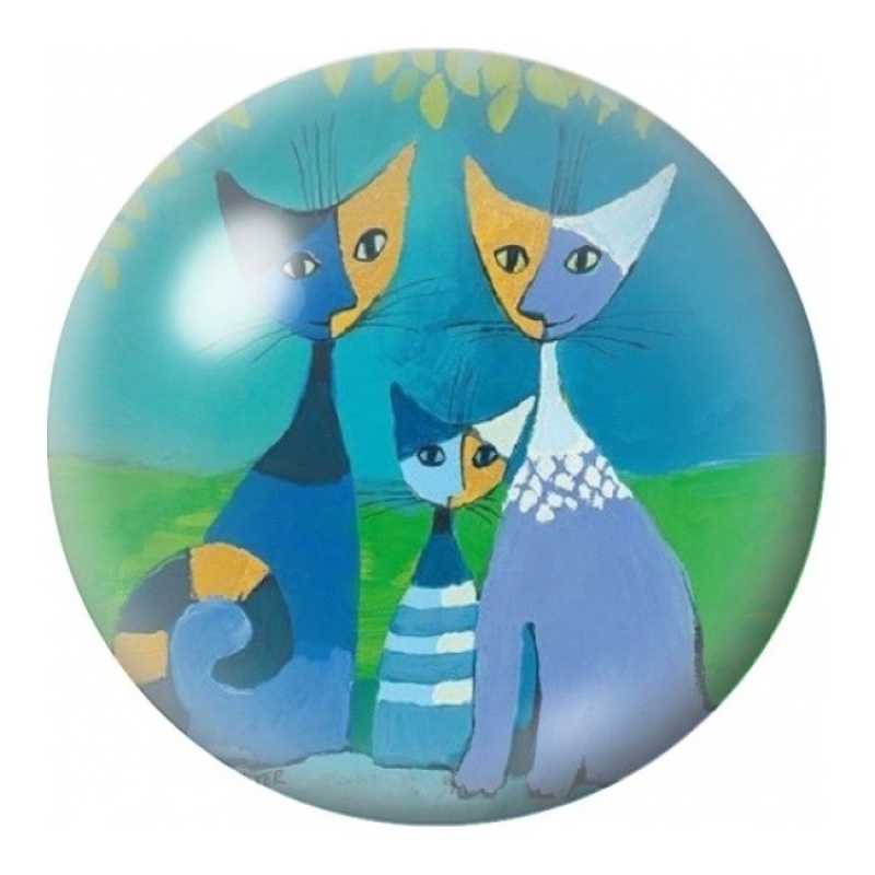 Cabochon en Verre Illustré Trois Chats devant les Collines Bleues 12 à 25mm
