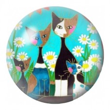 Cabochon en Verre Illustré Chats parmi les Marguerites Blanches 12 à 25mm pour la Création de Bijoux Fantaisie - DIY