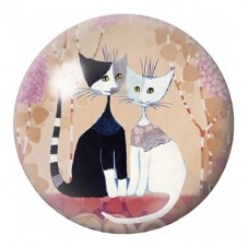 Cabochon en Verre Illustré Trois Chats Élégants sur Fond Beige 12 à 25mm pour la Création de Bijoux Fantaisie - DIY