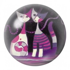 Cabochon en Verre Illustré Deux Chats Violets avec leur Ballon 12 à 25mm pour la Création de Bijoux Fantaisie - DIY