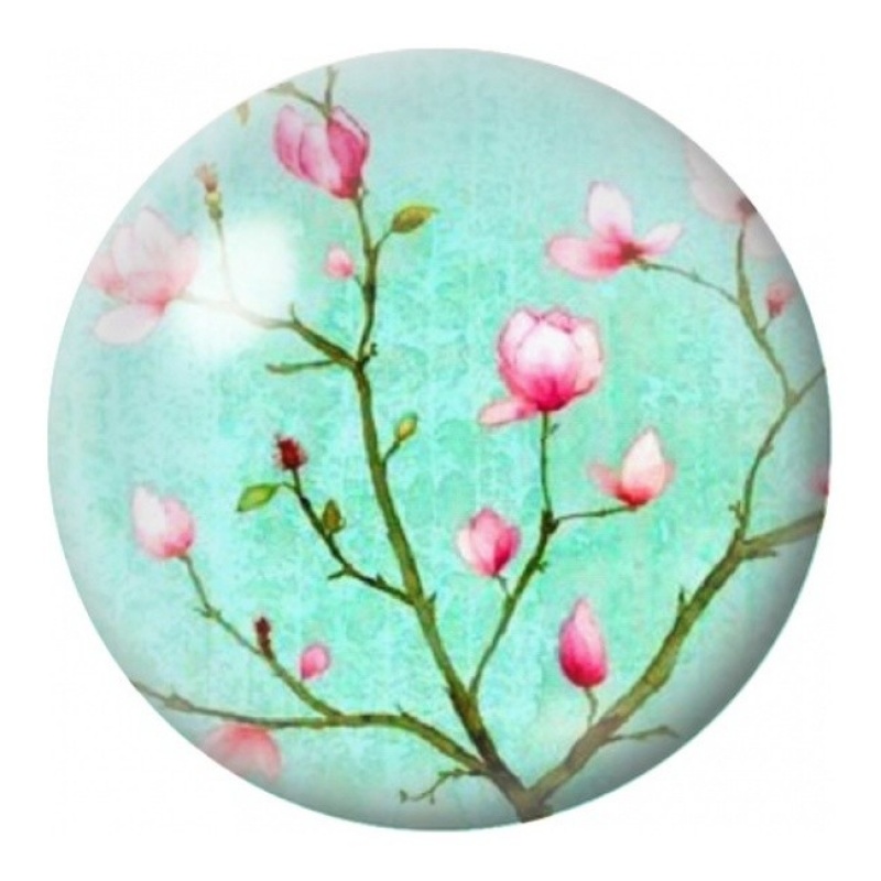 Cabochon en Verre Illustré Branche de Cerisier Rose 12 à 25mm
