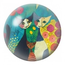 Cabochon en Verre Illustré Trois Chats dans un Jardin Rose 12 à 25mm pour la Création de Bijoux Fantaisie - DIY