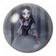 Cabochon en Verre Illustré Blanche-Neige Gothique à la Pomme 12 à 25mm pour la Création de Bijoux Fantaisie - DIY