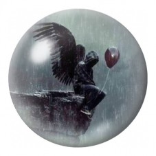 Cabochon en Verre Illustré Ange Noir au Ballon Cœur 12 à 25mm pour la Création de Bijoux Fantaisie - DIY