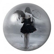Cabochon en Verre Illustré Jeune Ange Noir au Bord de l’Eau 12 à 25mm pour la Création de Bijoux Fantaisie - DIY