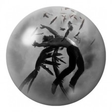 Cabochon en Verre Illustré Ange Déchu parmi les Corbeaux 12 à 25mm pour la Création de Bijoux Fantaisie - DIY