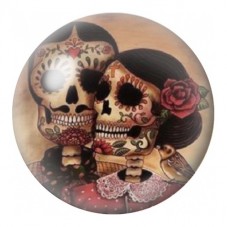 Cabochon en Verre Illustré Couple Calavera à la Rose Pourpre 12 à 25mm pour la Création de Bijoux Fantaisie - DIY