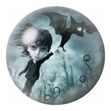 Cabochon en Verre Illustré Garçon Gothique et Chauve-Souris 12 à 25mm pour la Création de Bijoux Fantaisie - DIY