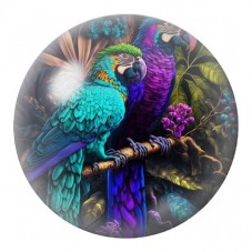 Cabochon en Verre Illustré Perroquet Tropical Multicolore 12 à 25mm pour la Création de Bijoux Fantaisie - DIY