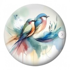Cabochon en Verre Illustré Duo d’Hirondelles en Vol 12 à 25mm pour la Création de Bijoux Fantaisie - DIY