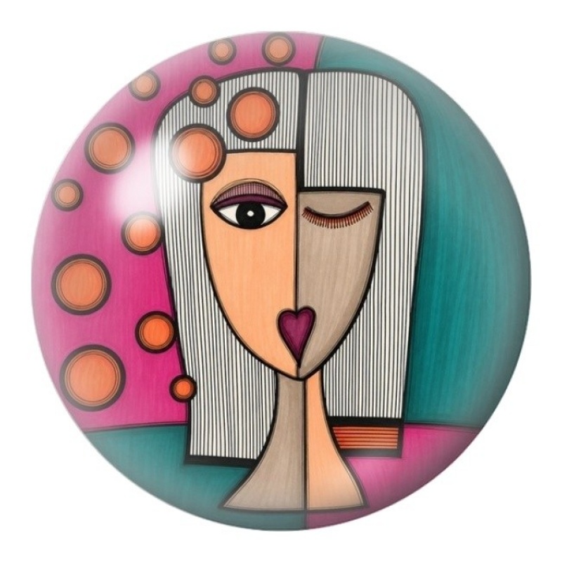 Cabochon en Verre Illustré Femme aux Cheveux Bicolores 12 à 25mm