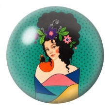 Cabochon en Verre Illustré Femme aux Fleurs Tropicales 12 à 25mm pour la Création de Bijoux Fantaisie - DIY