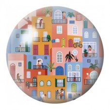 Cabochon en Verre Illustré Village Méditerranéen Coloré 12 à 25mm pour la Création de Bijoux Fantaisie - DIY