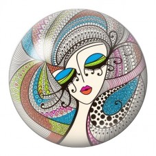 Cabochon en Verre Illustré Femme au Turban Graphique 12 à 25mm pour la Création de Bijoux Fantaisie - DIY